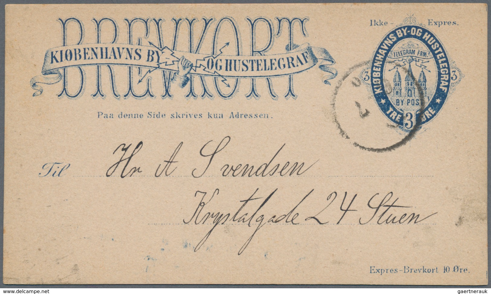 Dänemark - Ganzsachen: 1883 Commercially Local Used Postal Stationery Card Of Private Town Post Of C - Postwaardestukken