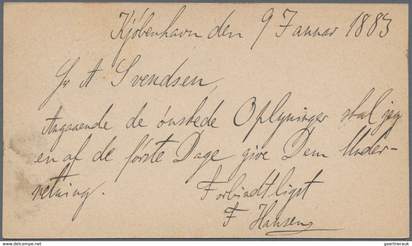 Dänemark - Ganzsachen: 1883 Commercially Local Used Postal Stationery Card Of Private Town Post Of C - Postal Stationery