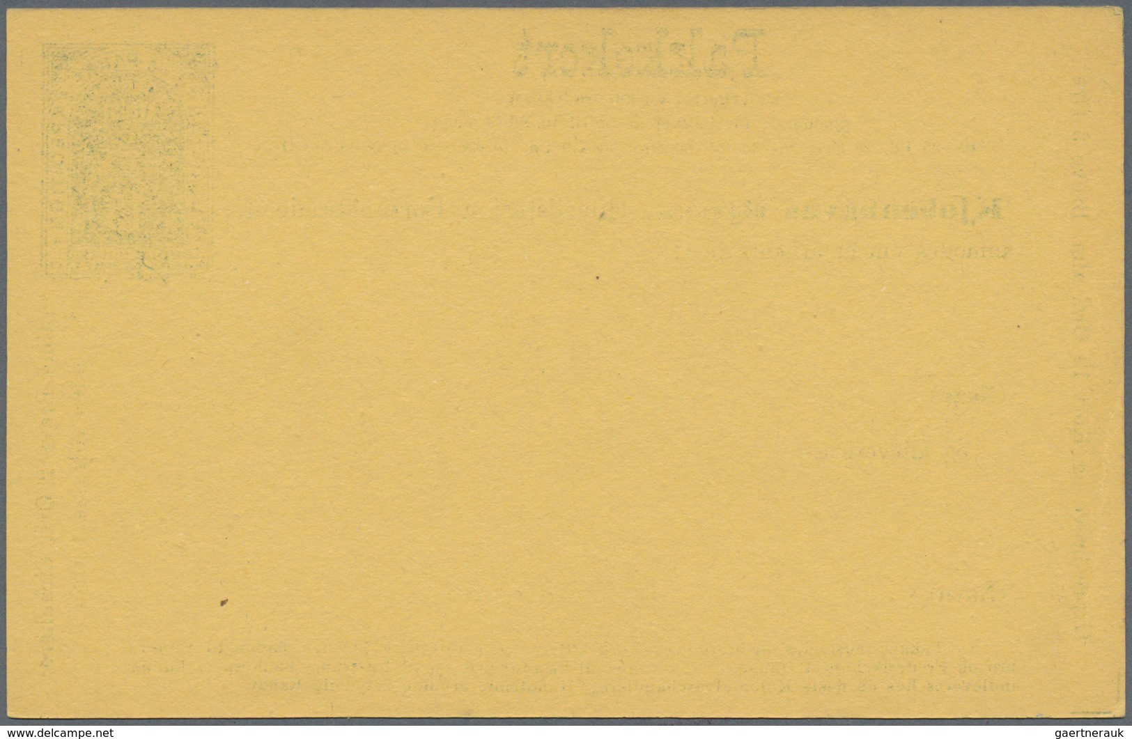 Dänemark - Ganzsachen: 1885 Unused Postal Stationery Parcel Card 15 öre Blue On Yellow Paper, Issue - Postwaardestukken