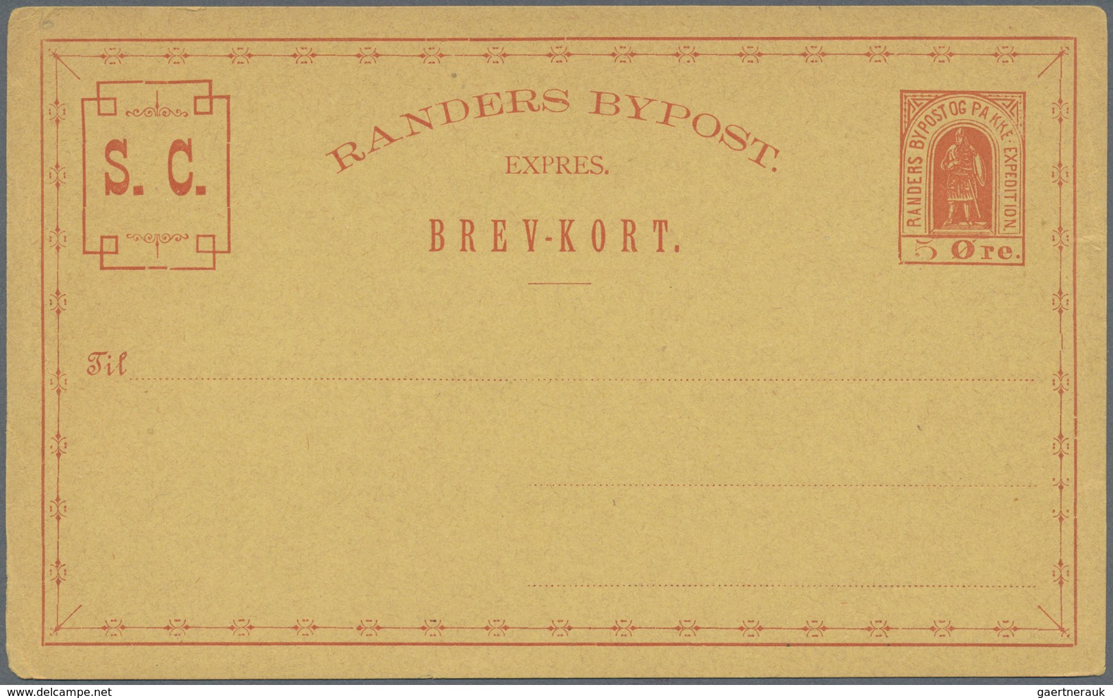 Dänemark - Ganzsachen: 1887 Two Unused Postal Stationery Cards 3 öre Oliv-grey On Yellow Paper And 5 - Postwaardestukken