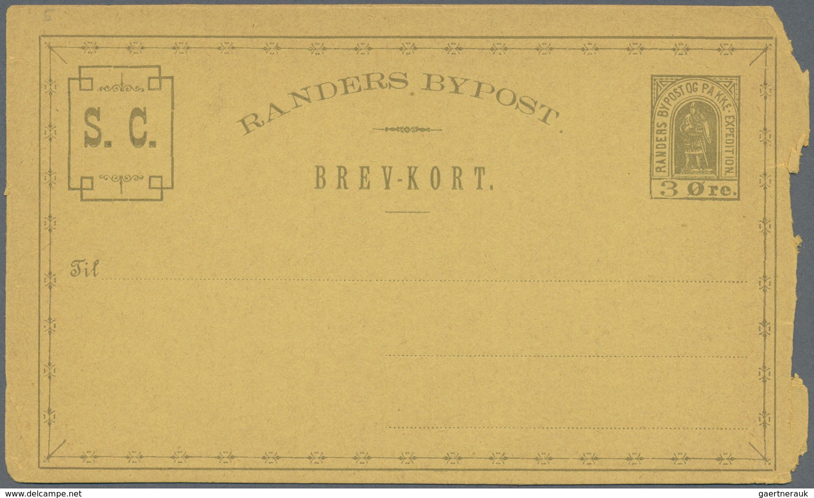 Dänemark - Ganzsachen: 1887 Two Unused Postal Stationery Cards 3 öre Oliv-grey On Yellow Paper And 5 - Postwaardestukken