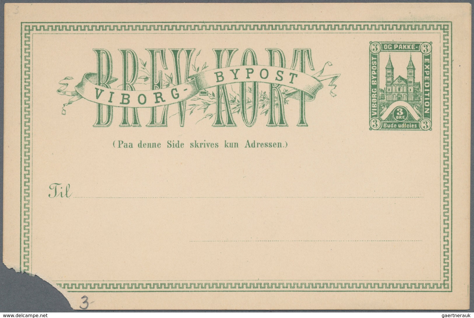 Dänemark - Ganzsachen: 1887/88 Two Unused Postal Stationery Cards Of Private Townpost Of Viborg 3 ör - Postal Stationery