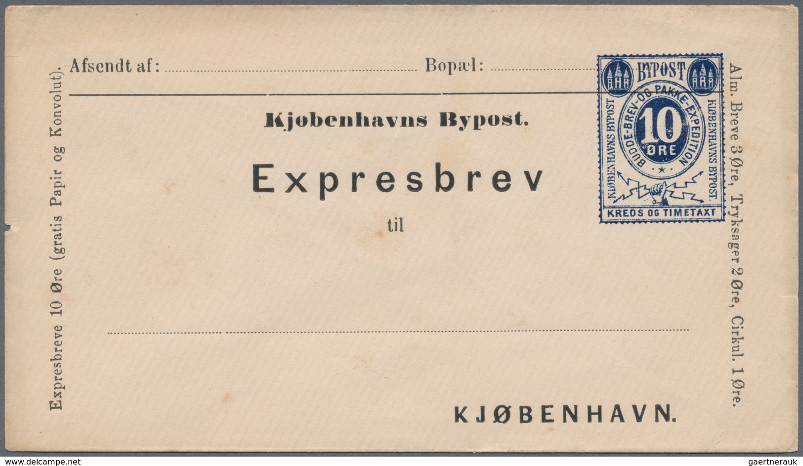 Dänemark - Ganzsachen: 1887/1900 5 different unused postal stationery envelopes of private townpost