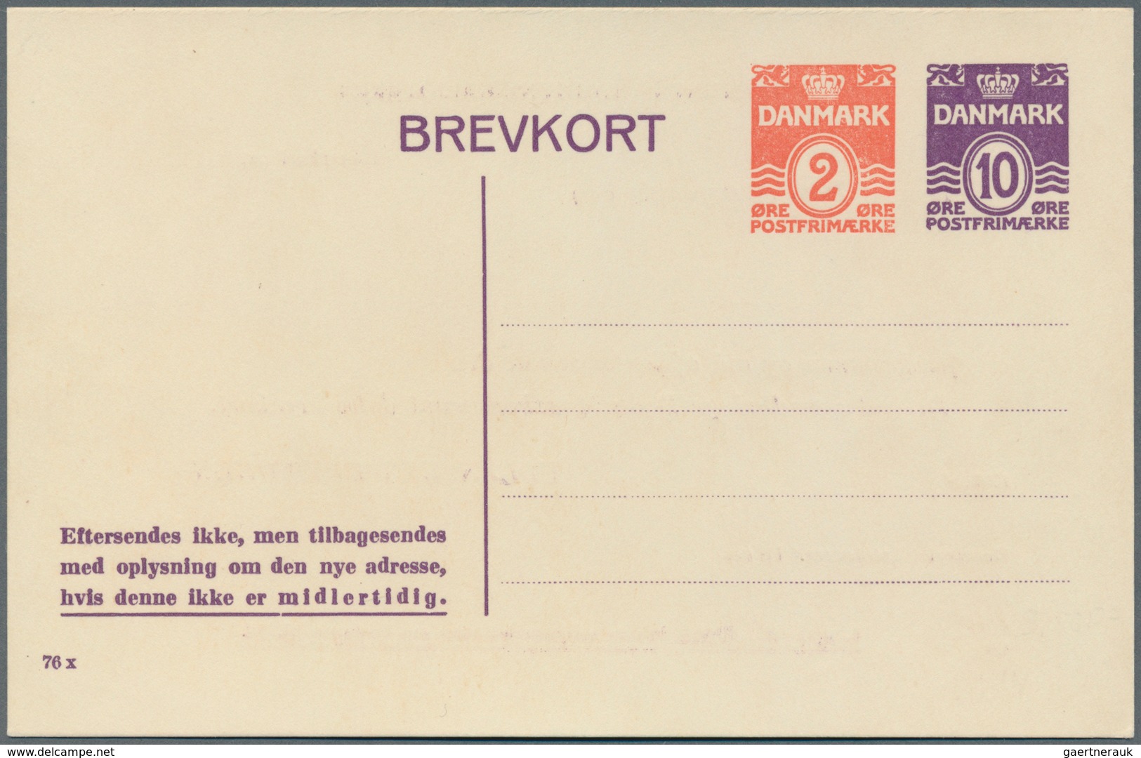 Dänemark - Ganzsachen: 1953 Unused Postal Stationery Card With Additional Printing Of 2 Öre Next To - Enteros Postales