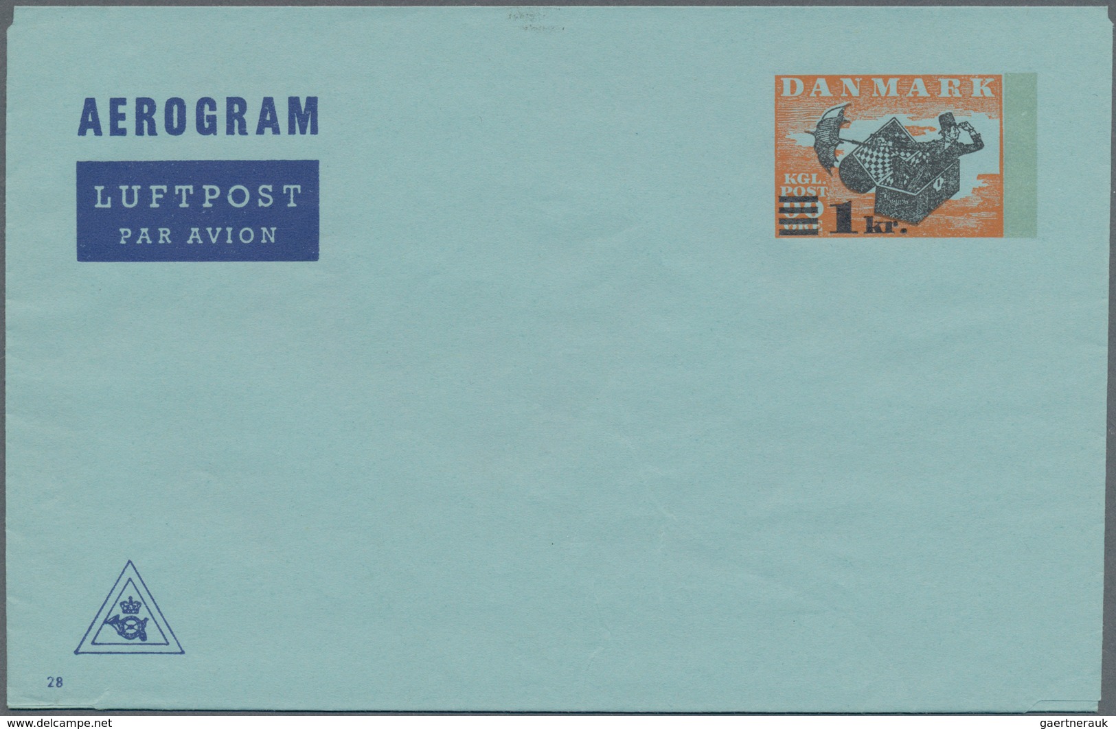 Dänemark - Ganzsachen: 1972 Unused Aerogram With 1 Krone On 90 Orange/black, In Very Good Condition, - Postal Stationery