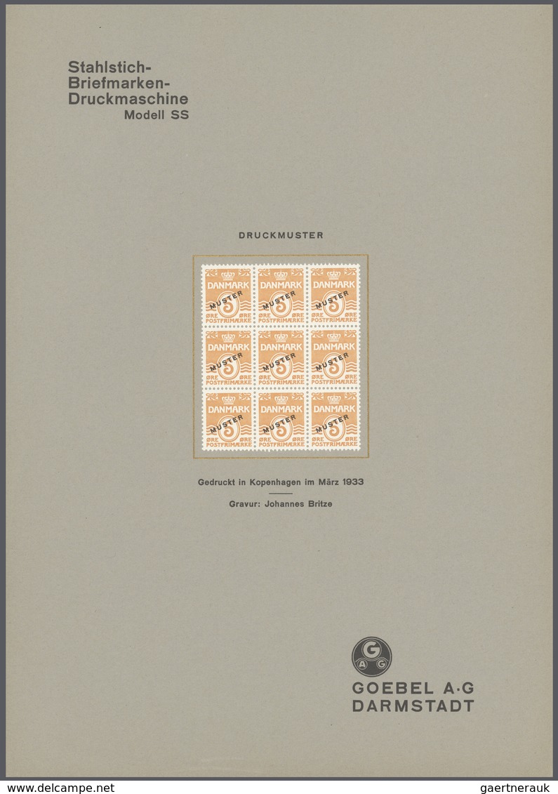 Dänemark - Besonderheiten: 1933. Proof Printing Of The Postage Stamp 5 Öre In A Block Of 9 With Devi - Andere & Zonder Classificatie
