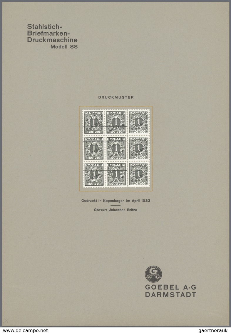 Dänemark - Besonderheiten: 1933. Proof Printing Of The Postage Due Stamp 1 Öre Green-black In A Bloc - Otros & Sin Clasificación