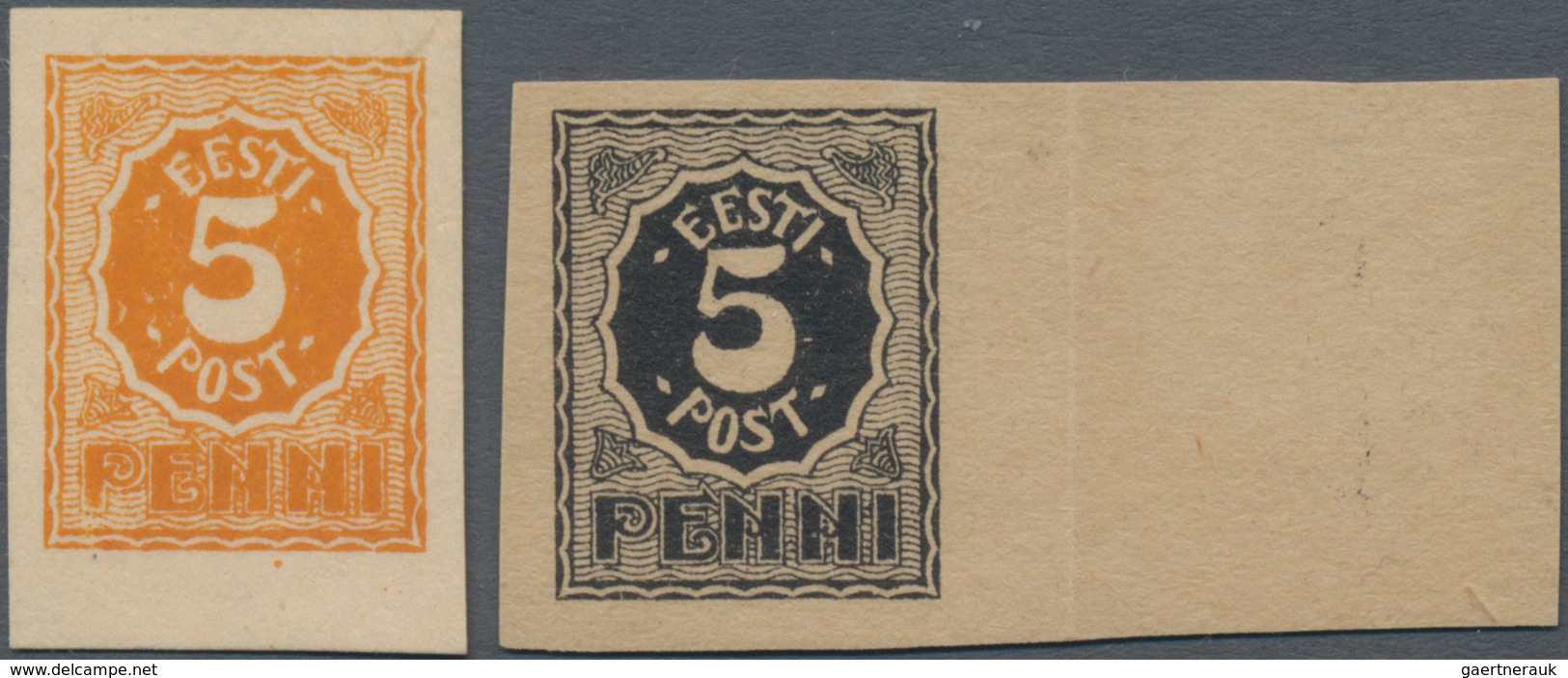 Estland: 1919, Proffs For 5 P Numerals In Original Colour Orange - Expertised Löbbering BPP - And Bl - Estonia