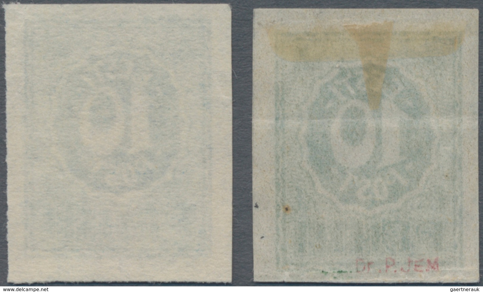 Estland: 1919, 10 P Numeral Green Imperforated Expertised Löbbering BPP. In Addition A Proof For Mi- - Estonia