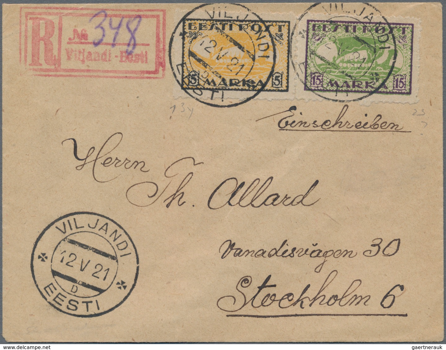 Estland: 1919-20 Viking Ship 5m. And 15m. On One Cover And 25m. On A Second Cover, All With PRIVATE - Estonia