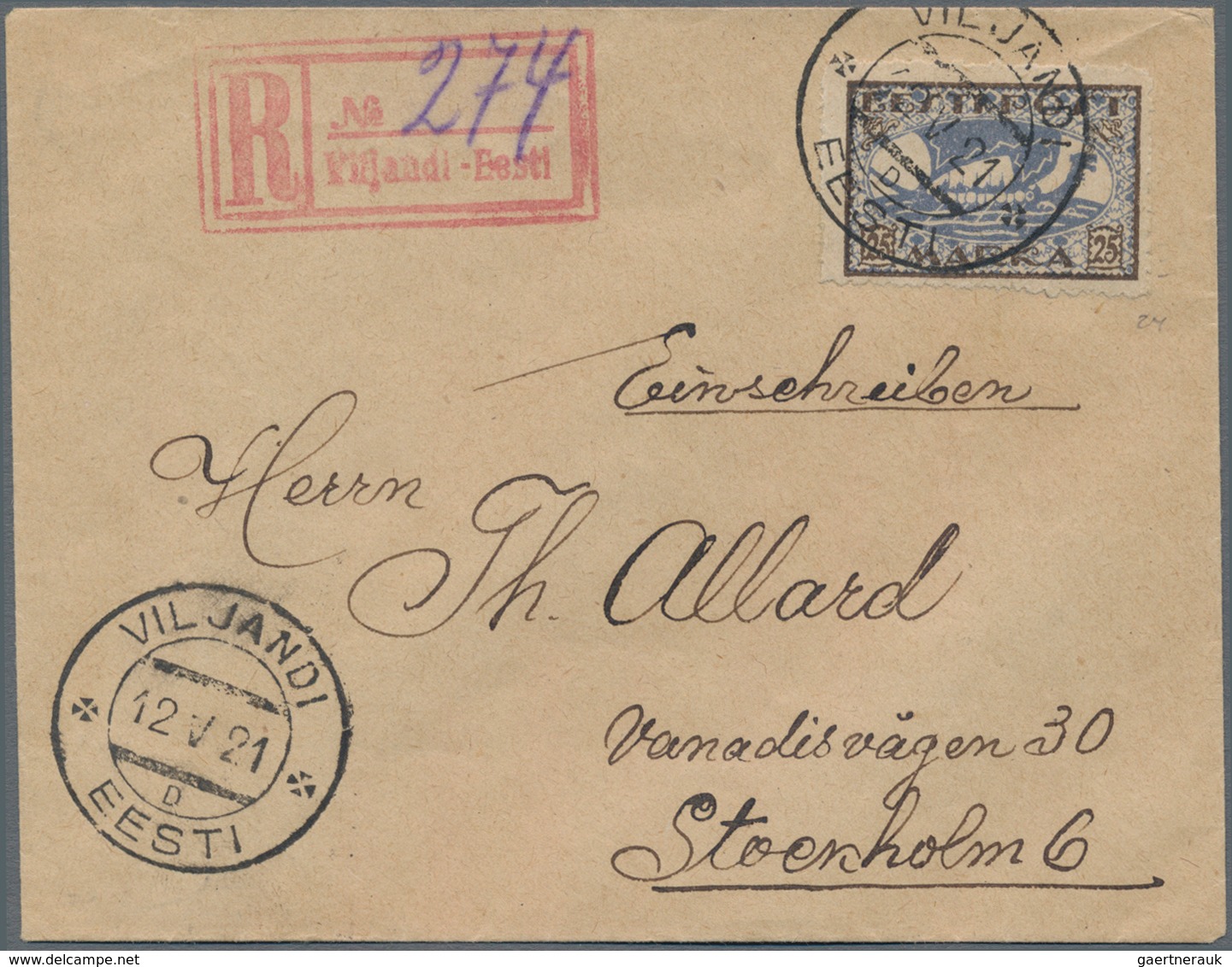 Estland: 1919-20 Viking Ship 5m. And 15m. On One Cover And 25m. On A Second Cover, All With PRIVATE - Estonia