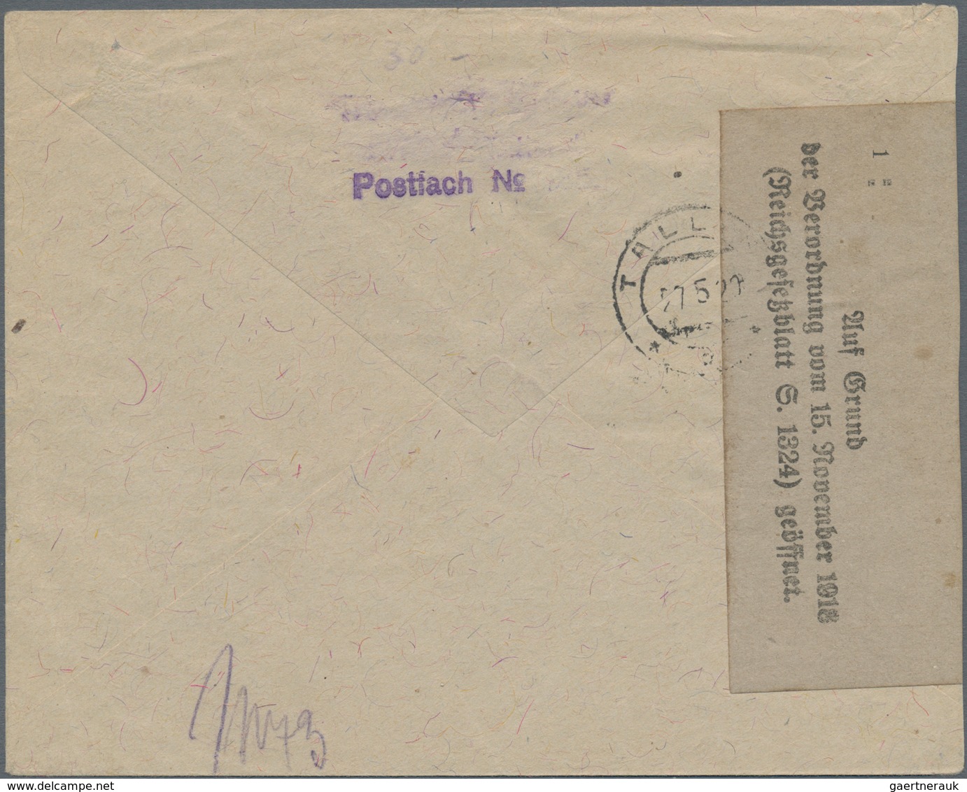 Estland: 1920. Registered Airmail Letter To Germany, Franked 10 P Green, 70 P Dull Lilac, 1 M Blue A - Estonia