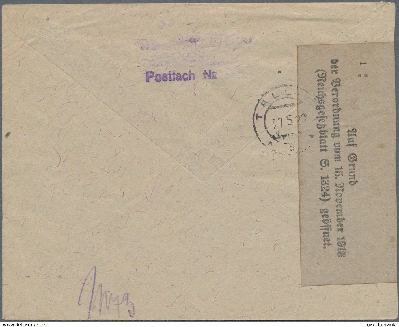 Estland: 1920. Registered Airmail Letter To Germany, Franked 10 P Green, 70 P Dull Lilac, 1 M Blue A - Estland