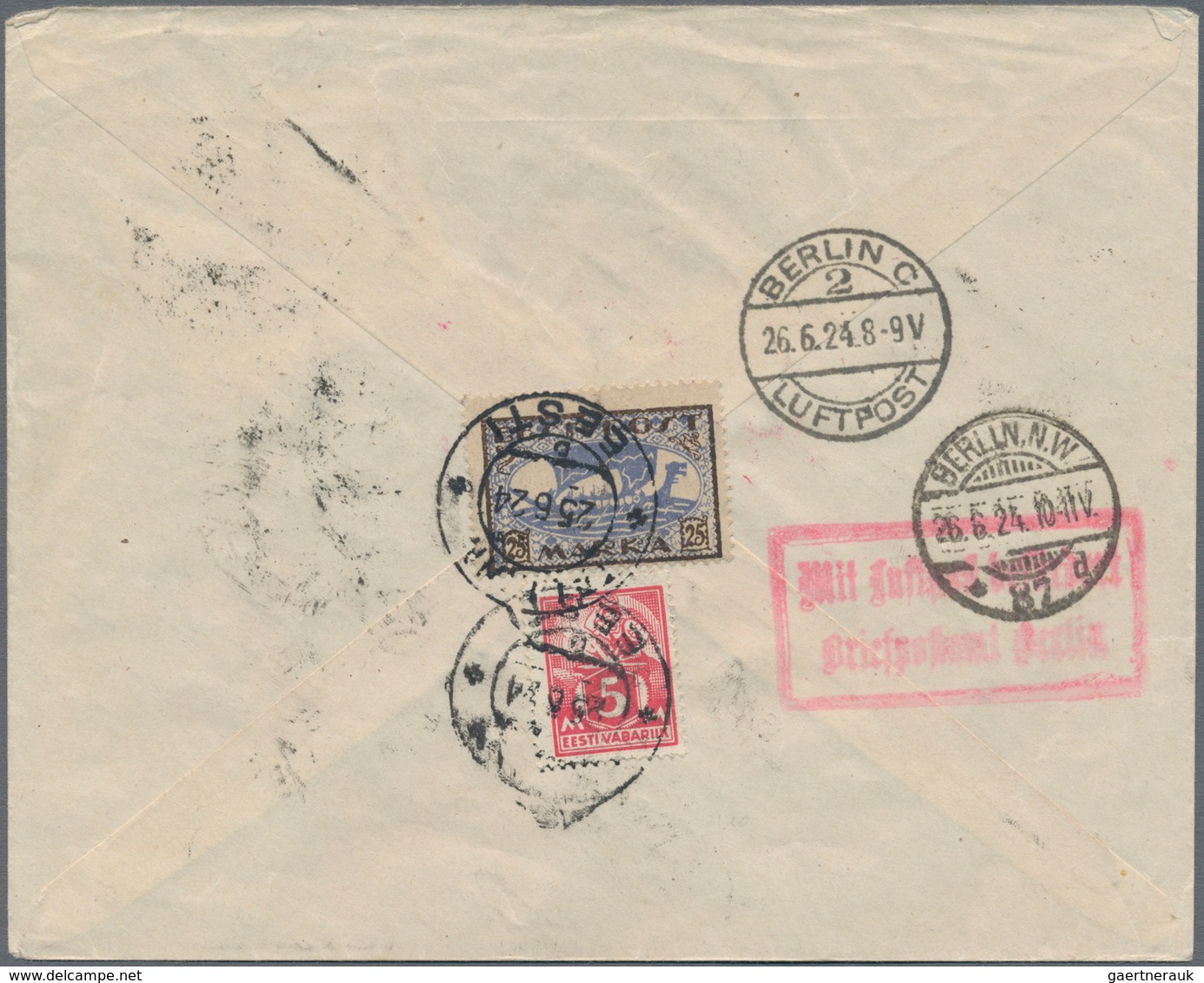 Estland: 1924/1925, Three Colourful Airmail Covers All TALLINN - KÖNIGSBERG - BERLIN. - Estonie