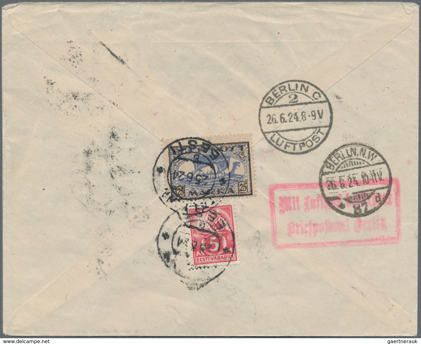 Estland: 1924/1925, Three Colourful Airmail Covers All TALLINN - KÖNIGSBERG - BERLIN. - Estland