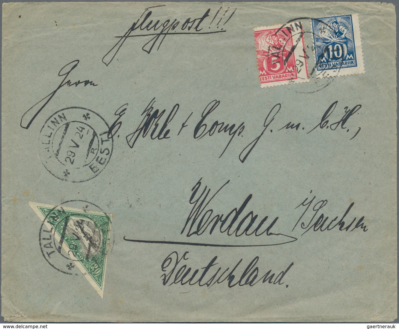 Estland: 1924/1925, Three Colourful Airmail Covers All TALLINN - KÖNIGSBERG - BERLIN. - Estonia