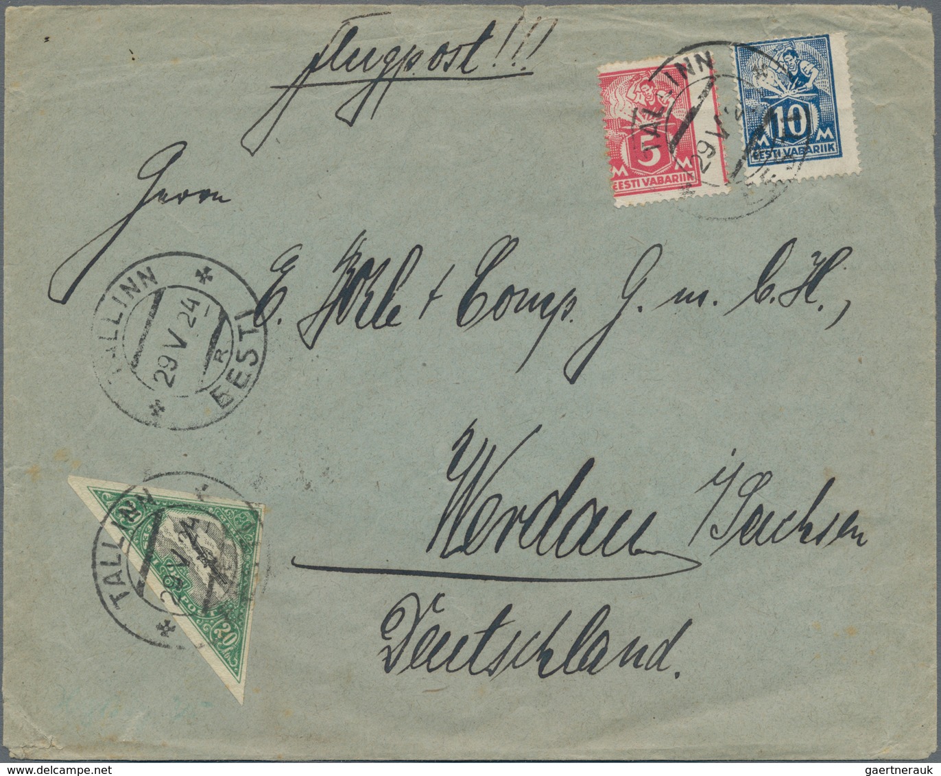 Estland: 1924/1925, Three Colourful Airmail Covers All TALLINN - KÖNIGSBERG - BERLIN. - Estland