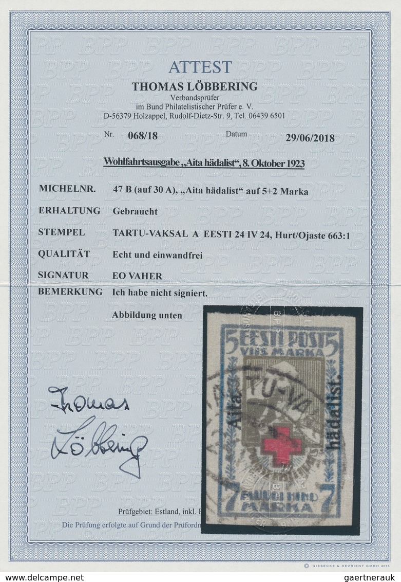 Estland: 1923, Welfare 2½ M / 3½ M Horizontal Imperforated, As Well As Four-sided Perforated And Cut - Estonia