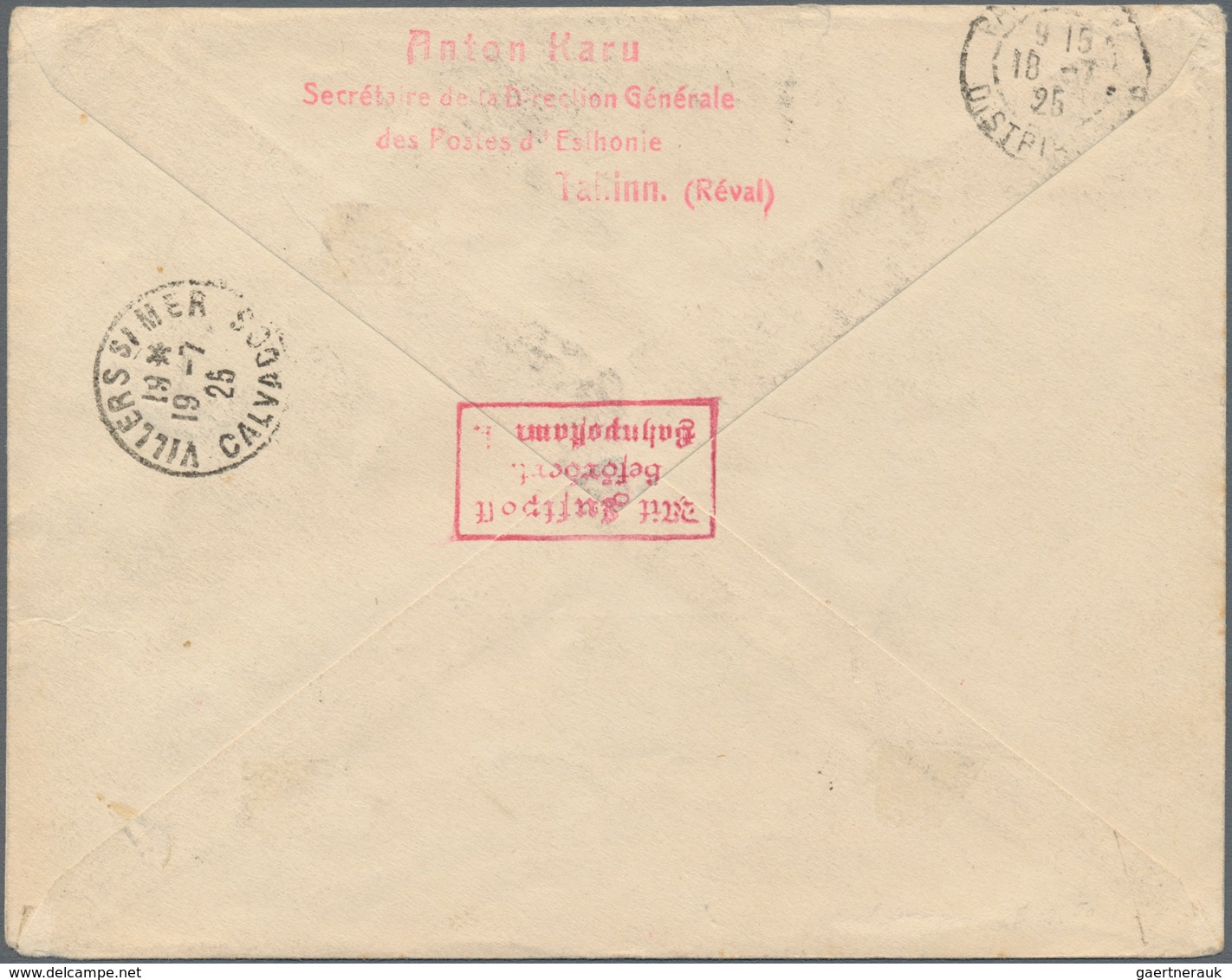 Estland: 1925. Registered Airmail Letter To France, Bearing 3m (2x) Of Weaver-type, 9m, 12 M And 16 - Estonia