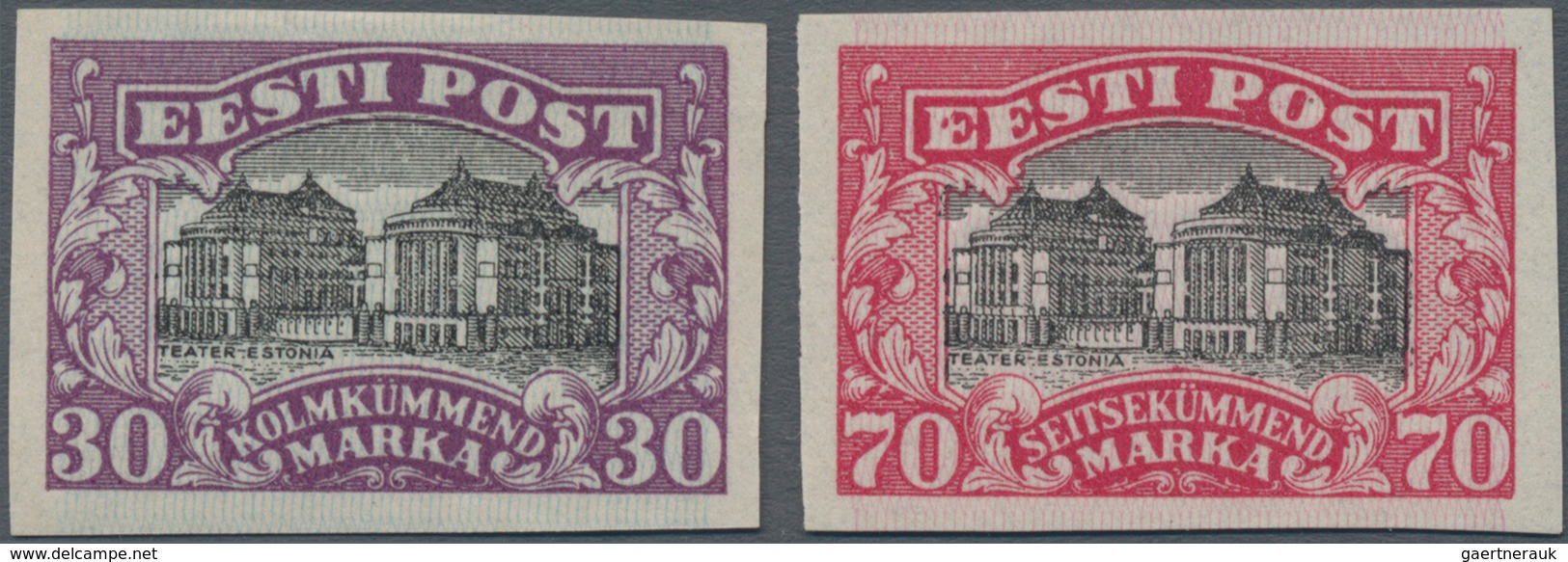 Estland: 1924,Nationaltheatre, 50 And 70 M Imperforated Proofs Without Gum. - Estland