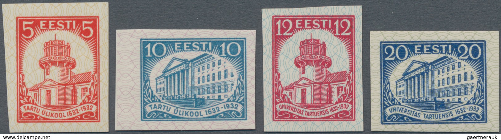 Estland: 1932, 300 Years University Of Dorpat (Tartu) Set Of Imperforated Proofs. Expertised Löbberi - Estland