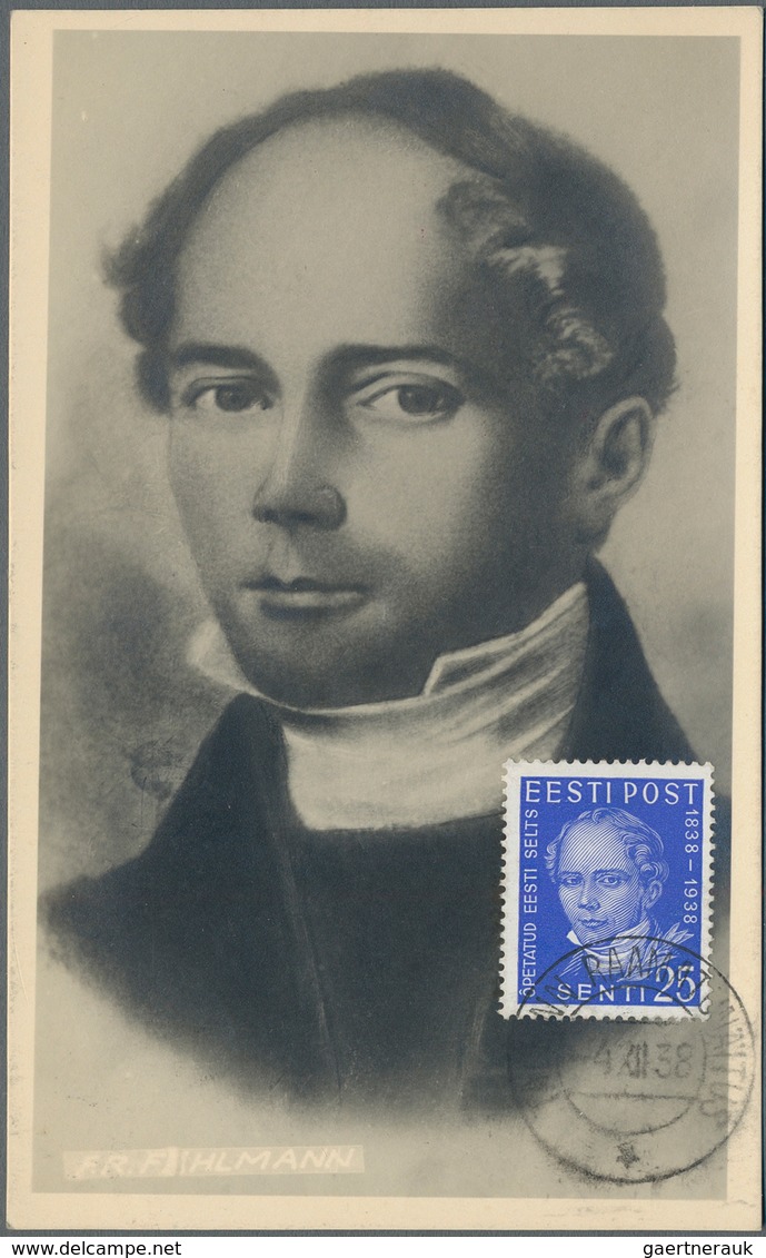 Estland: 1938. Local Registered Ppc, Franked 25 S Ultramarine (at Picture Side) Depicting Dr. F.R. F - Estonie