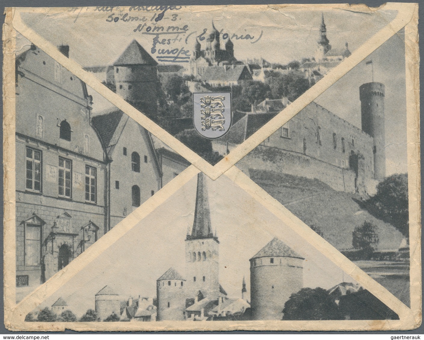 Estland: 1940. A Battered But Nontheless Attractive "TALLINN EESTI" Tourist Propaganda Envelope To A - Estonia