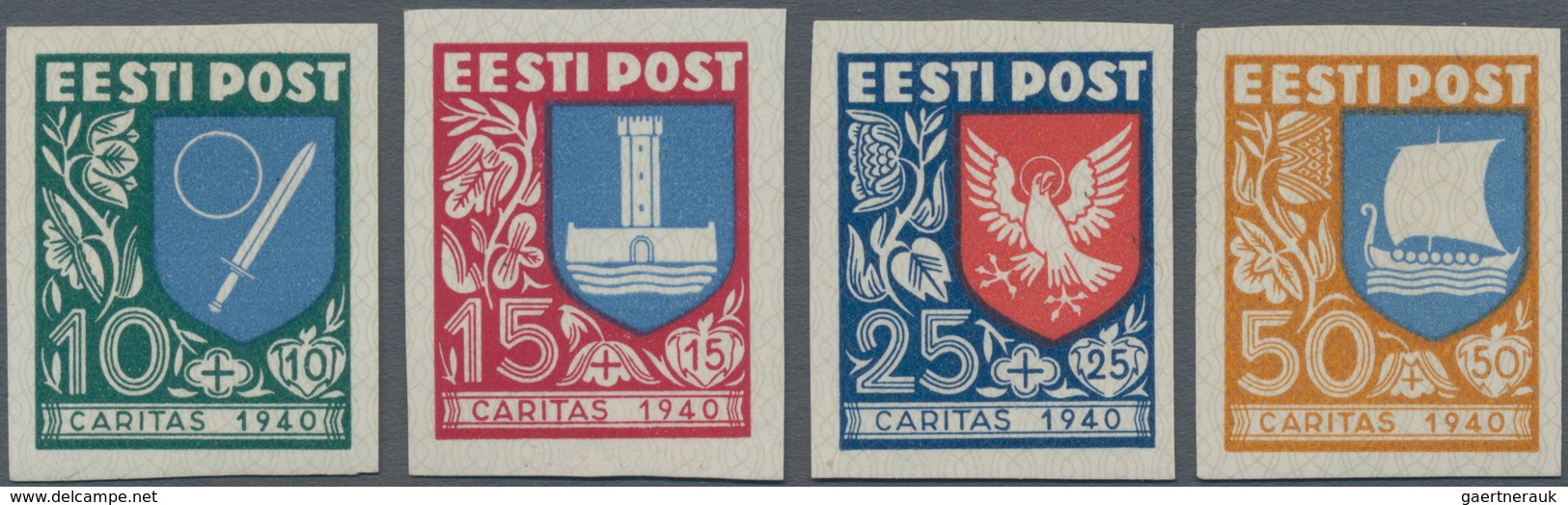 Estland: 1940, Community Help, Complete Set Of Imperforated Proofs Without Gum. Signed Nemvalz. - Estonia