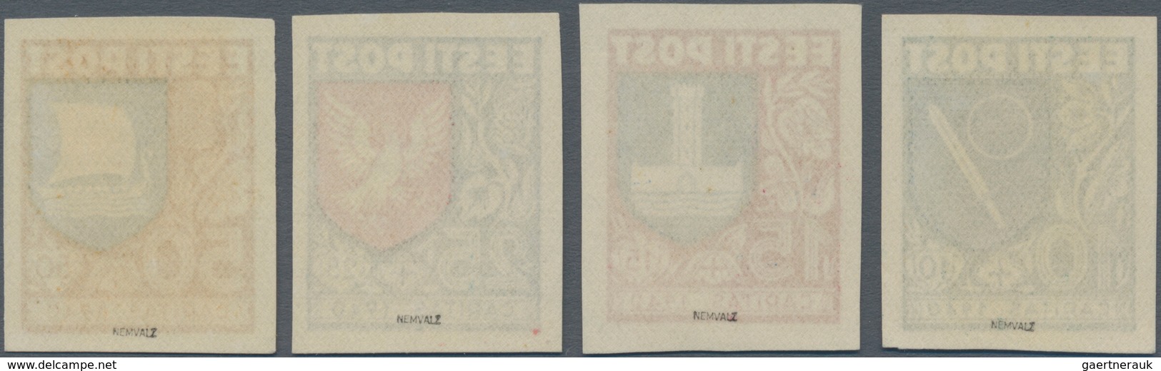 Estland: 1940, Community Help, Complete Set Of Imperforated Proofs Without Gum. Signed Nemvalz. - Estonia