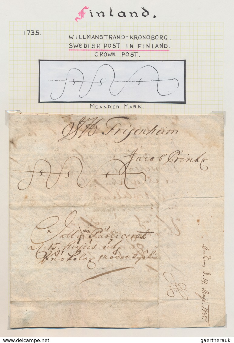 Finnland - Vorphilatelie: 1735, Swedish Post In Finnland, Folded Letter With Meander Mark From WILLM - ...-1845 Prephilately