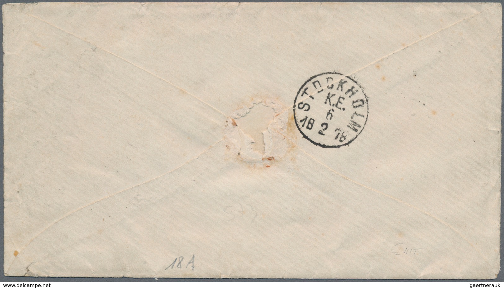 Finnland: 1875 'Arms' 32p. Carmine Used On Cover From Helsinki To Göteborg, Sweden Via Stockholm, Ti - Used Stamps