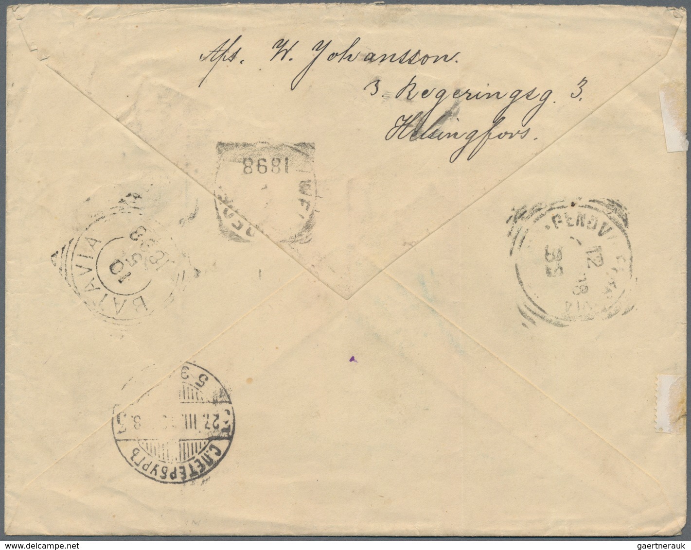 Finnland: 1898, Envelope Bearing Single 25 Pen. Blue, Pair 10 Pen. Rose And Single 5 Pen. Green With - Used Stamps