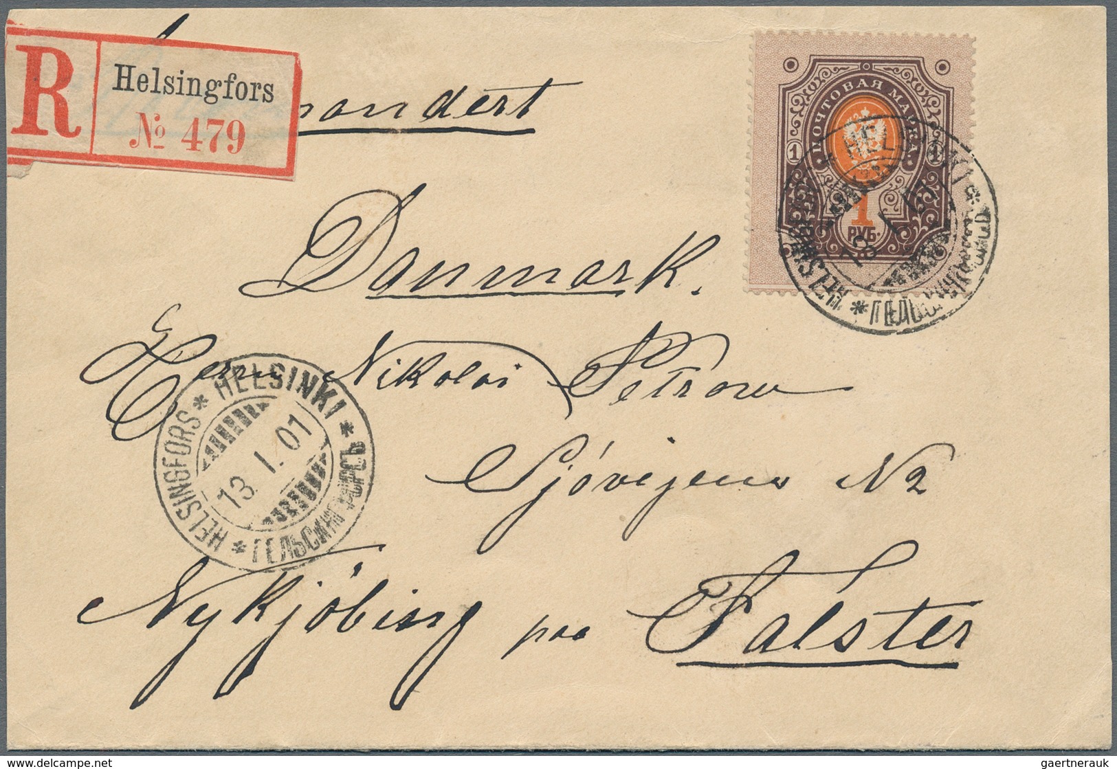 Finnland: 1901, 1rbl. Brown/orange, Single Franking (not At Correct Rate) On Registered Letter From - Used Stamps