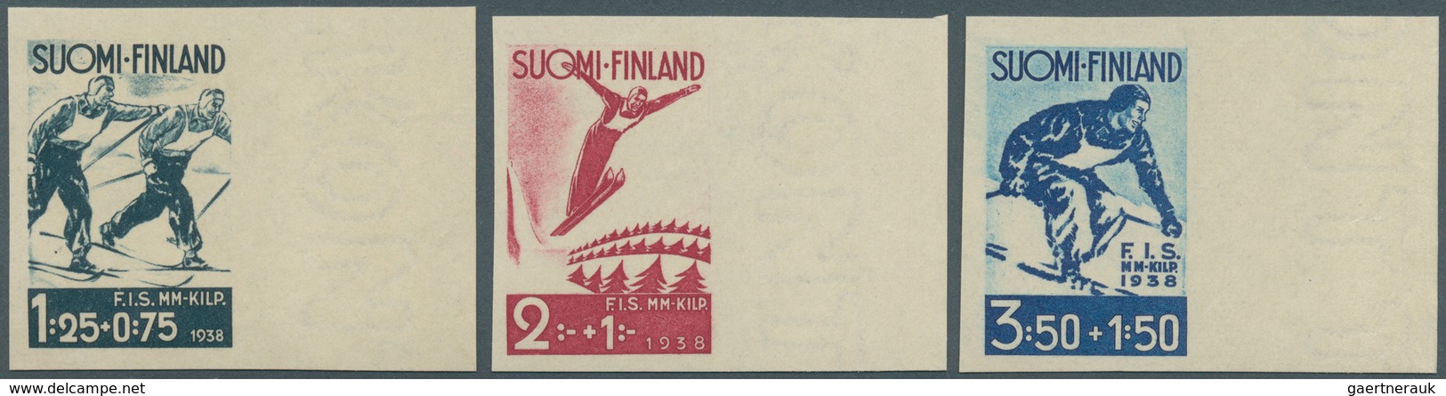 Finnland: 1938, Finnland, Internationale Ski-Wettkämpfe In Lahti Kompletter Satz UNGEZÄHNT Vom Recht - Oblitérés
