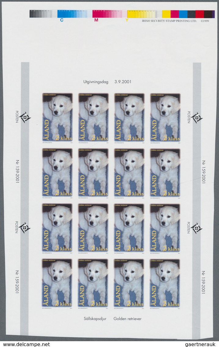 Finnland - Alandinseln: 2001, 2nd Class "Dogs", IMPERFORATE Proof Sheet Of 16 Stamps, With Selvedge - Aland