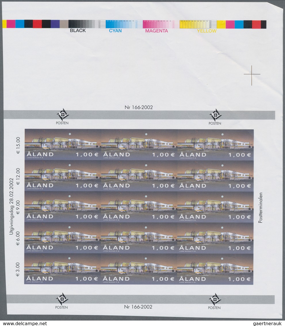 Finnland - Alandinseln: 2002, 1.00€ Post Office, IMPERFORATE Proof Sheet Of 15 Stamps With Traffic L - Aland
