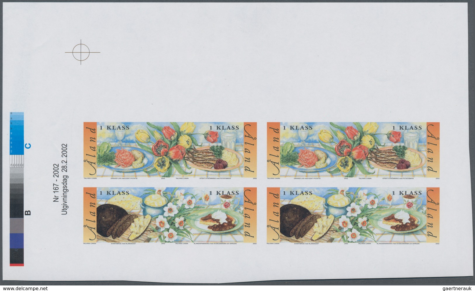 Finnland - Alandinseln: 2002, Aland Food, IMPERFORATE Proof Se-tenant Block Of Four With Traffic Lig - Aland