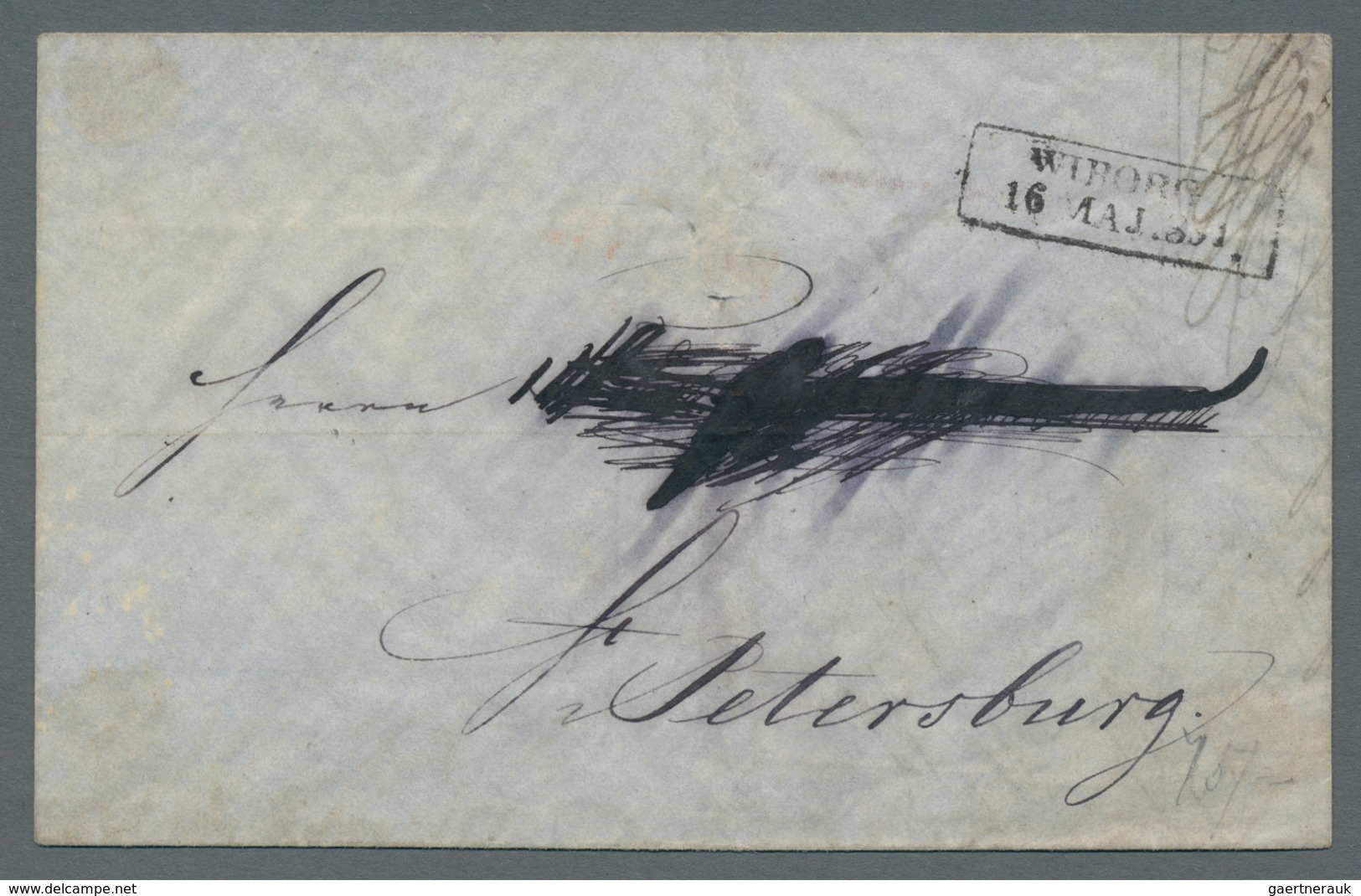 Finnland - Ganzsachen: 1850, "10 Kop. Karminrosa", Folded Letter With Strike WIBORG / 16 Maj 1851 To - Postwaardestukken