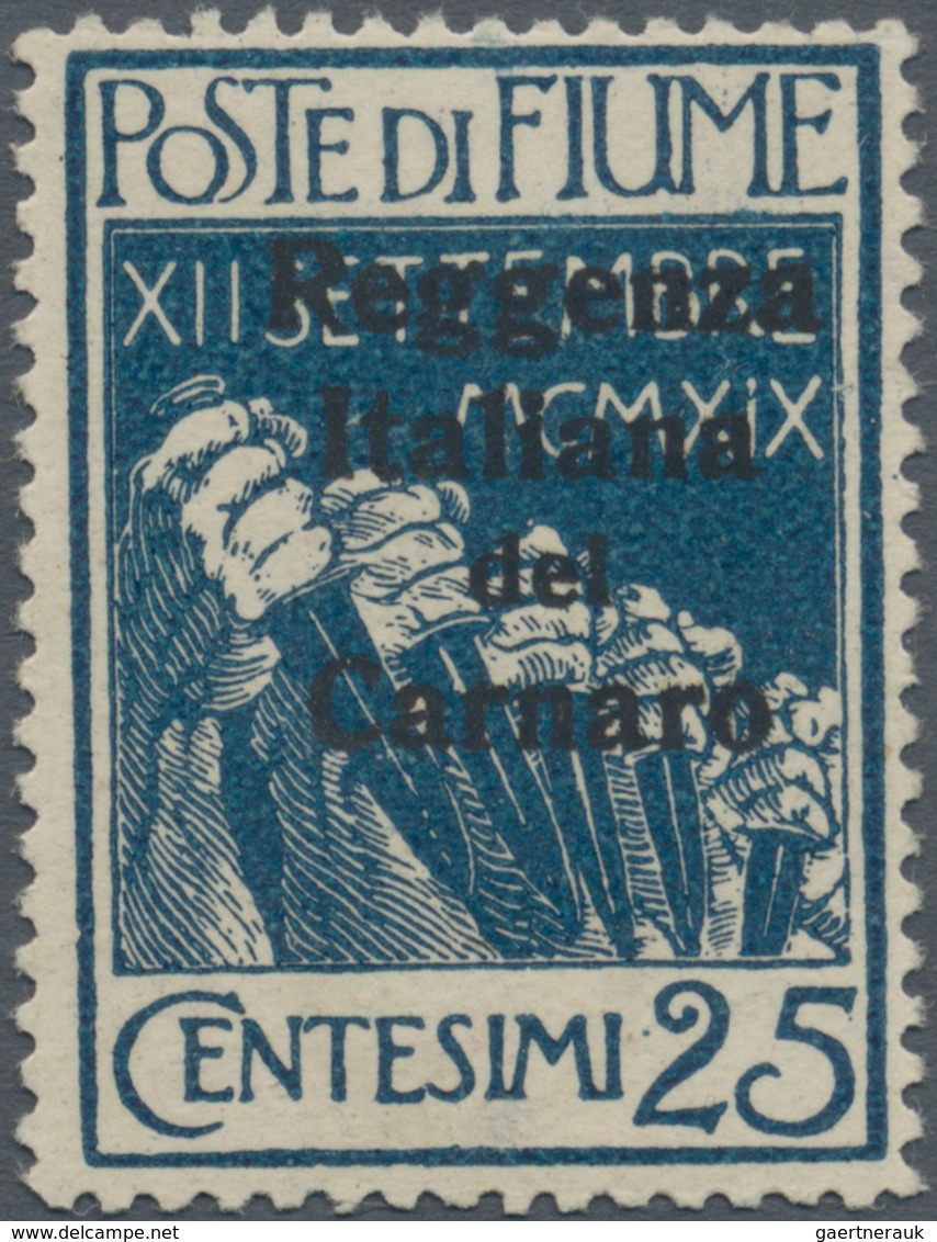 Fiume - Besetzung Der Carnaro-Inseln: 1920. 25 C Blue Overprinted "Reggenza Italiana Del Canaro" In - Fiume