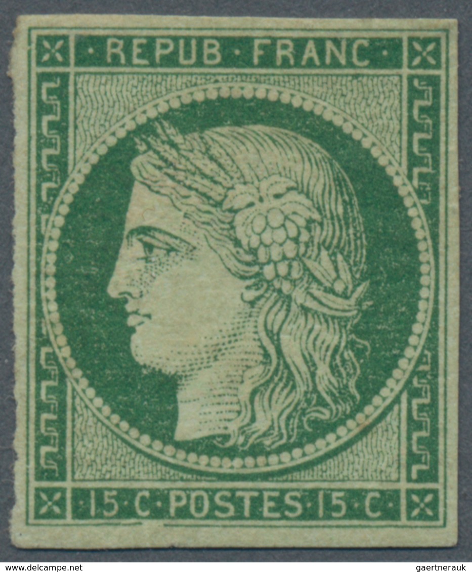 Frankreich: 1850, Ceres 15c. Deep Green ("vert Fonce"), Fresh Colour, Full Margins All Around, Mint - Other & Unclassified