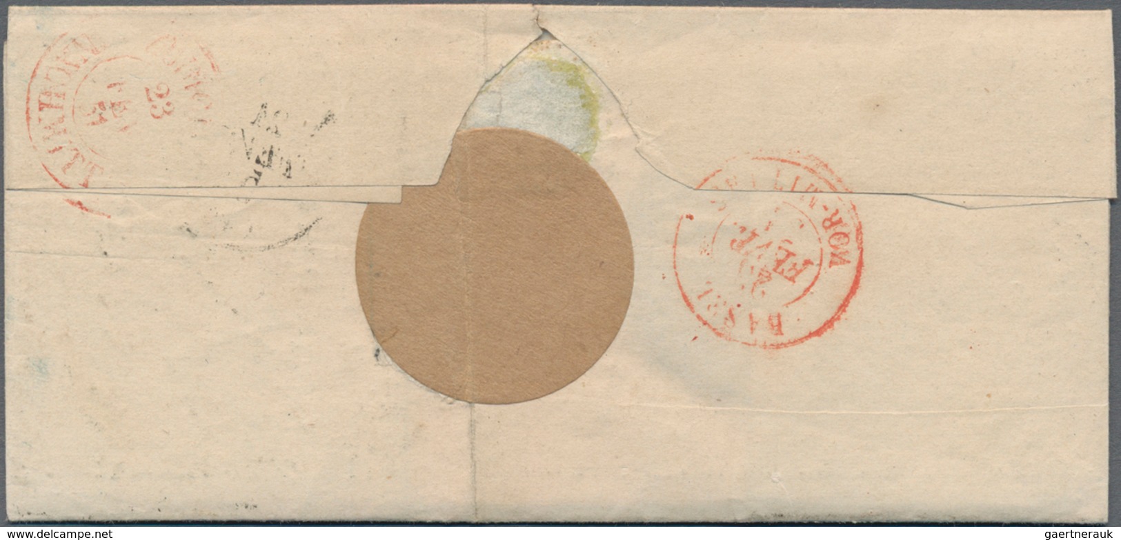 Frankreich: 1849-50 40c. Red-orange Used On Small Cover From Paris To Zurich, Switzerland Tied By Gr - Andere & Zonder Classificatie