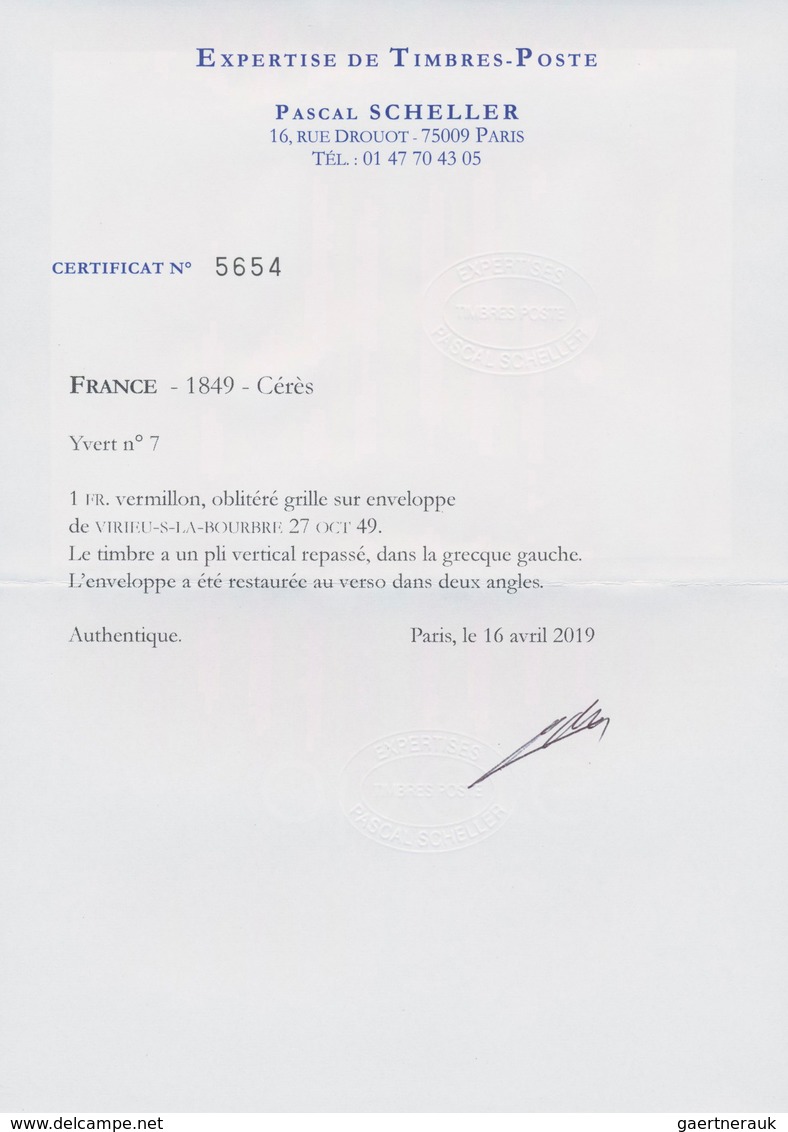 Frankreich: 1849, Ceres 1fr. Vermillion Vif, Fresh Colour, Close To Wide Margins, Single Franking On - Andere & Zonder Classificatie