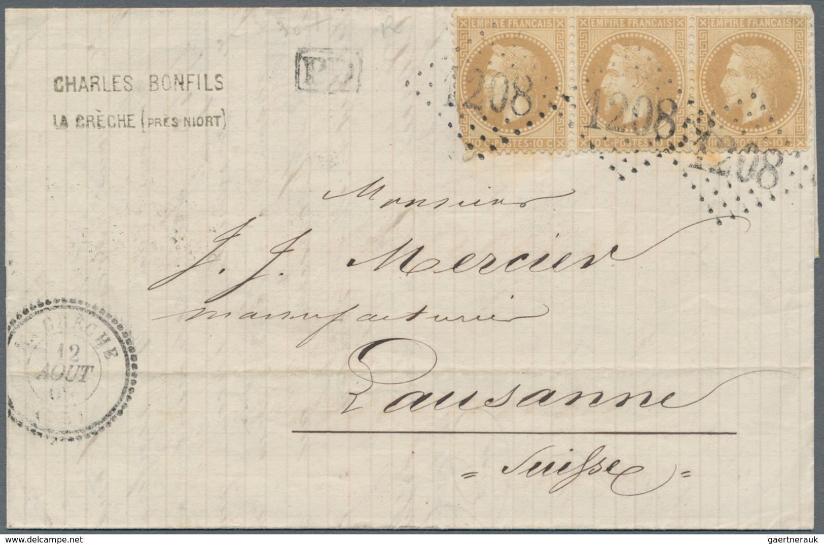 Frankreich: 1853/1869, Napoleon, Lot With 3 Covers, Comprising 2 X 40 C Orange On Entire Letter From - Andere & Zonder Classificatie