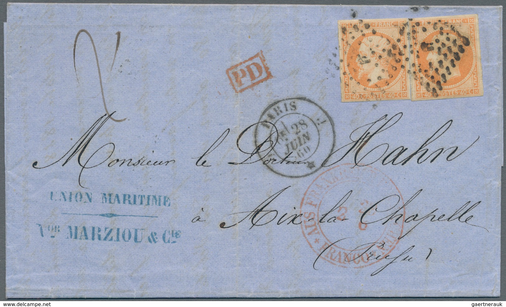 Frankreich: 1853/1869, Napoleon, Lot With 3 Covers, Comprising 2 X 40 C Orange On Entire Letter From - Andere & Zonder Classificatie