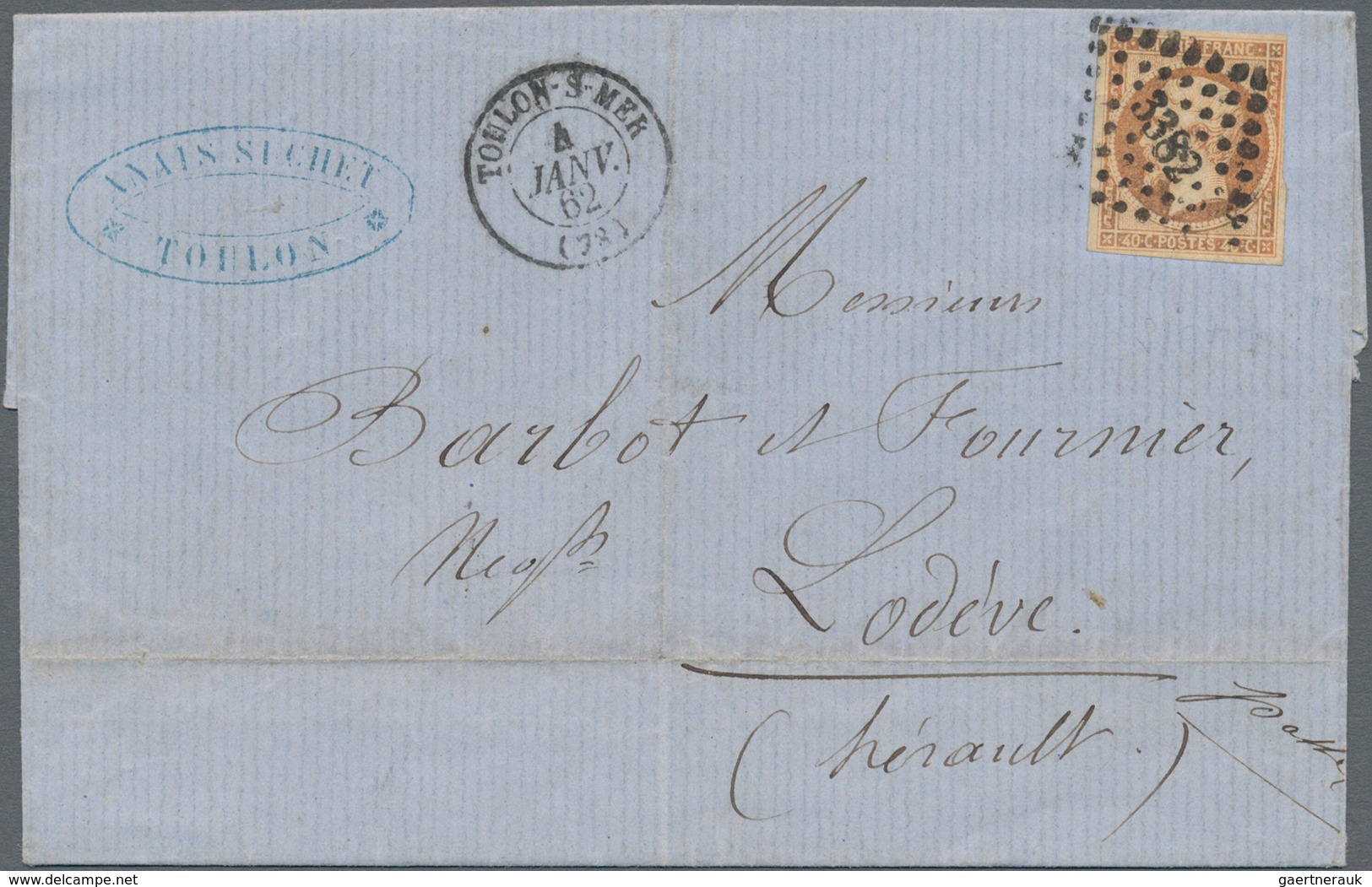 Frankreich: 1860 'Napoleon' 20c. Blue Horizontal Pair With PRIVATE PERFORATION 7¼x7 (Frères, Paris) - Other & Unclassified