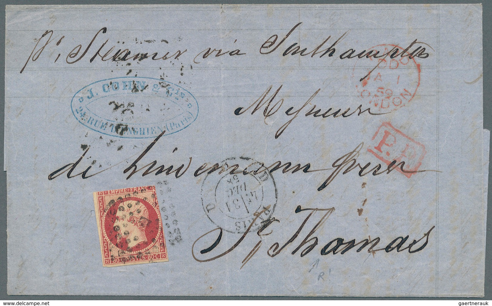 Frankreich: 1853, Napoleon III Ohne Lorbeer, 80 C. Rosakarmin (oben Und Rechts Angeschnitten, Sonst - Other & Unclassified