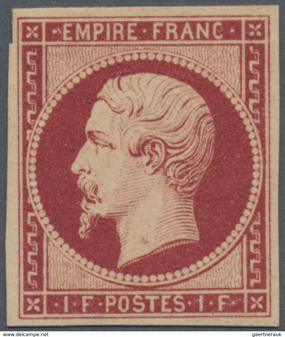 Frankreich: 1853, Empire Nd 1fr. Carmine, Deep Intense Colour With Utmost Pristine And Clear Appeara - Autres & Non Classés