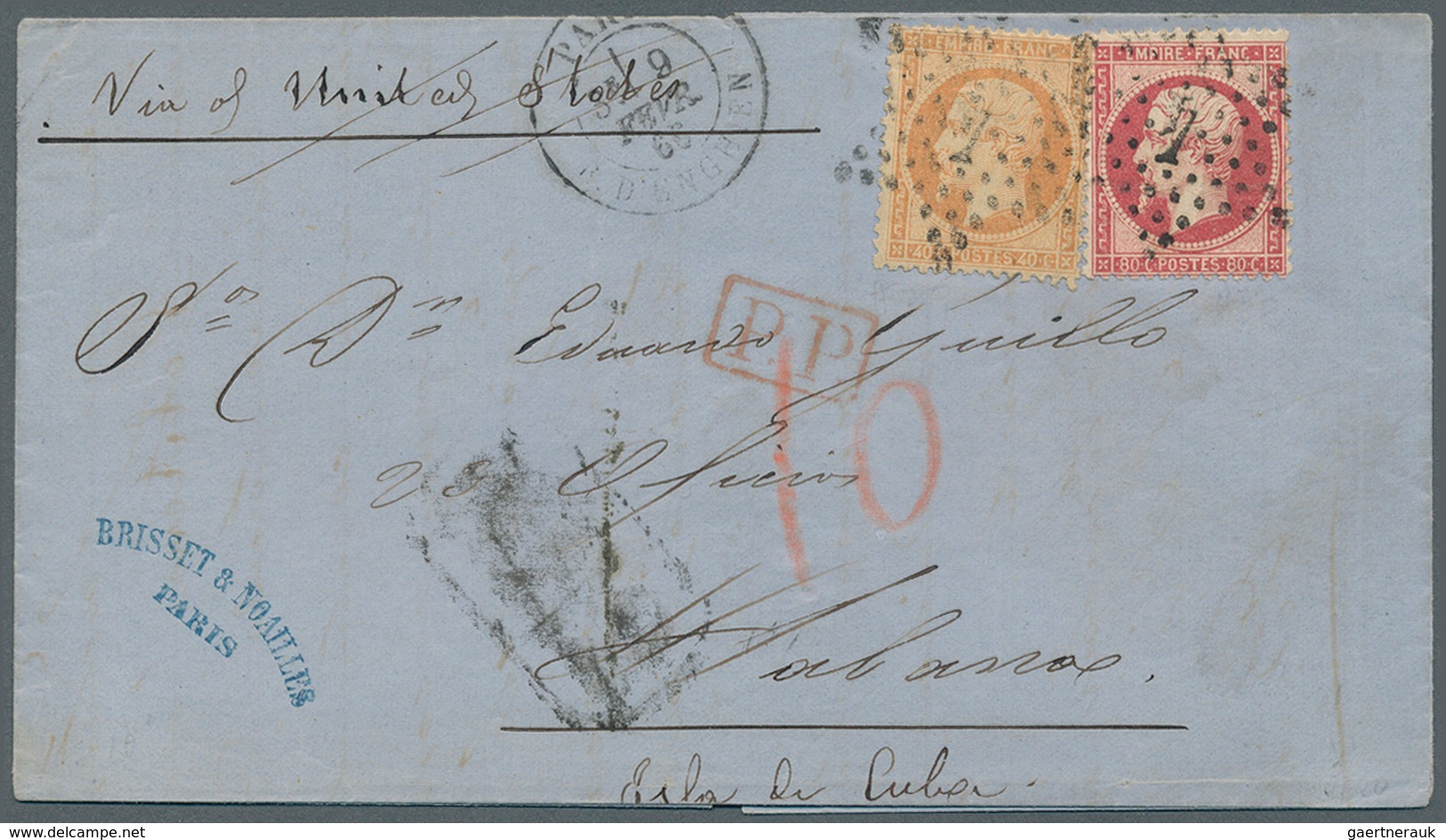 Frankreich: 1866, 40c. Orange And 80c. Carmine "Empire Dt." On Lettersheet From Paris To Havanna, Ob - Andere & Zonder Classificatie