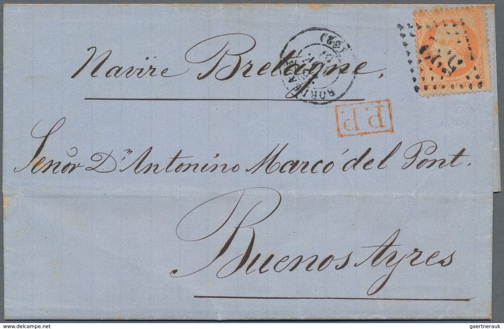 Frankreich: 1867, Empire Dentele 40c. Orange, Single Franking On Lettersheet With Complete Message F - Sonstige & Ohne Zuordnung