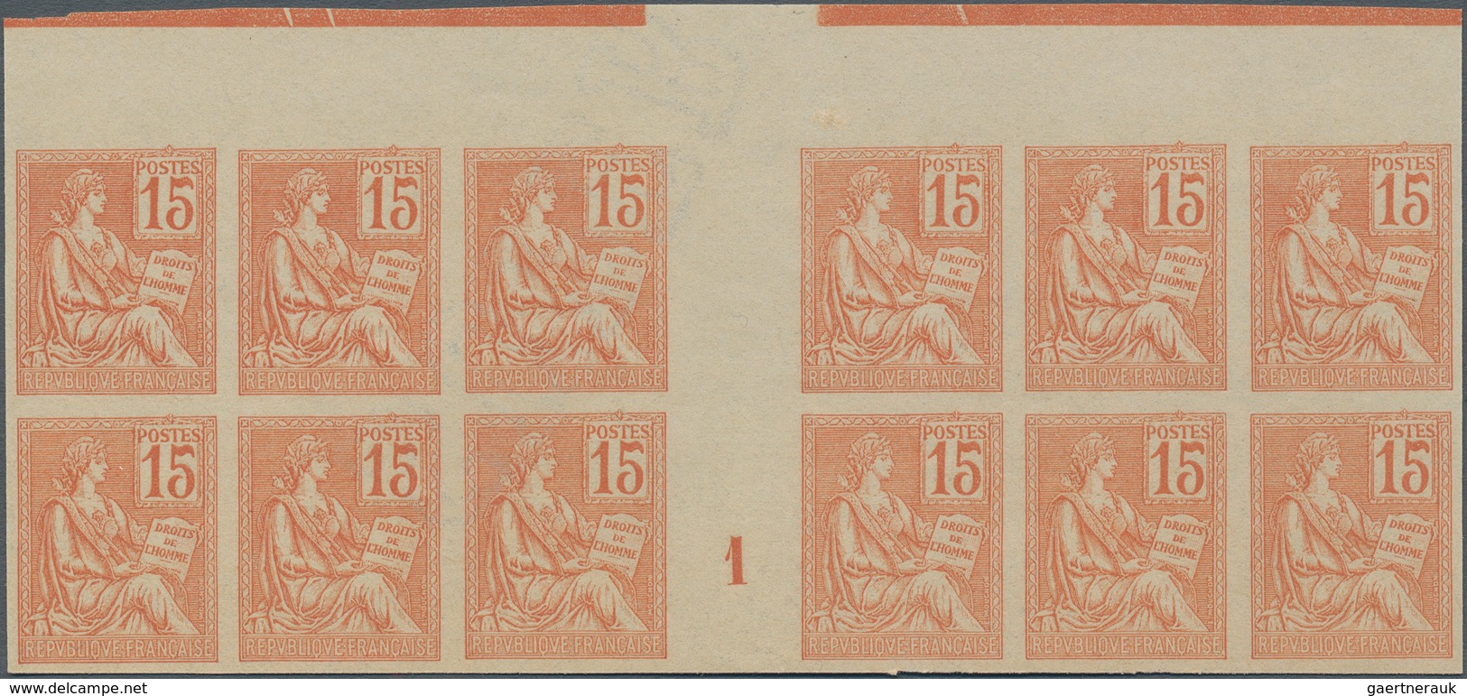 Frankreich: 1900, Mouchon 15c. Orange, Essay In Issued Colour And Design On Ungummed Paper With Wate - Other & Unclassified